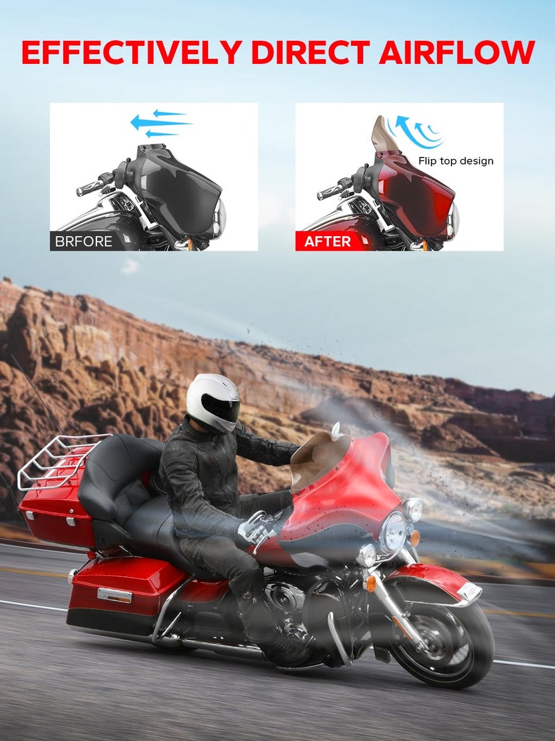 Amazicha Smoke 8" Wave Windshield Windscreen Compatible for Harley Davidson Street Glide Electra Glide Ultra Classic Touring FLHT FLHTC FLHX 1996-2013 - Image 2